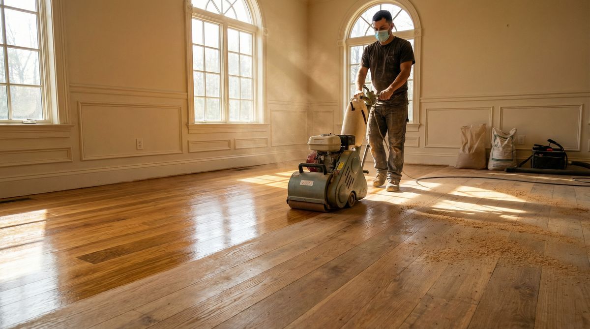 Professional hardwood floor sanding and refinishing service in New Jersey by IAC Home Improvement
