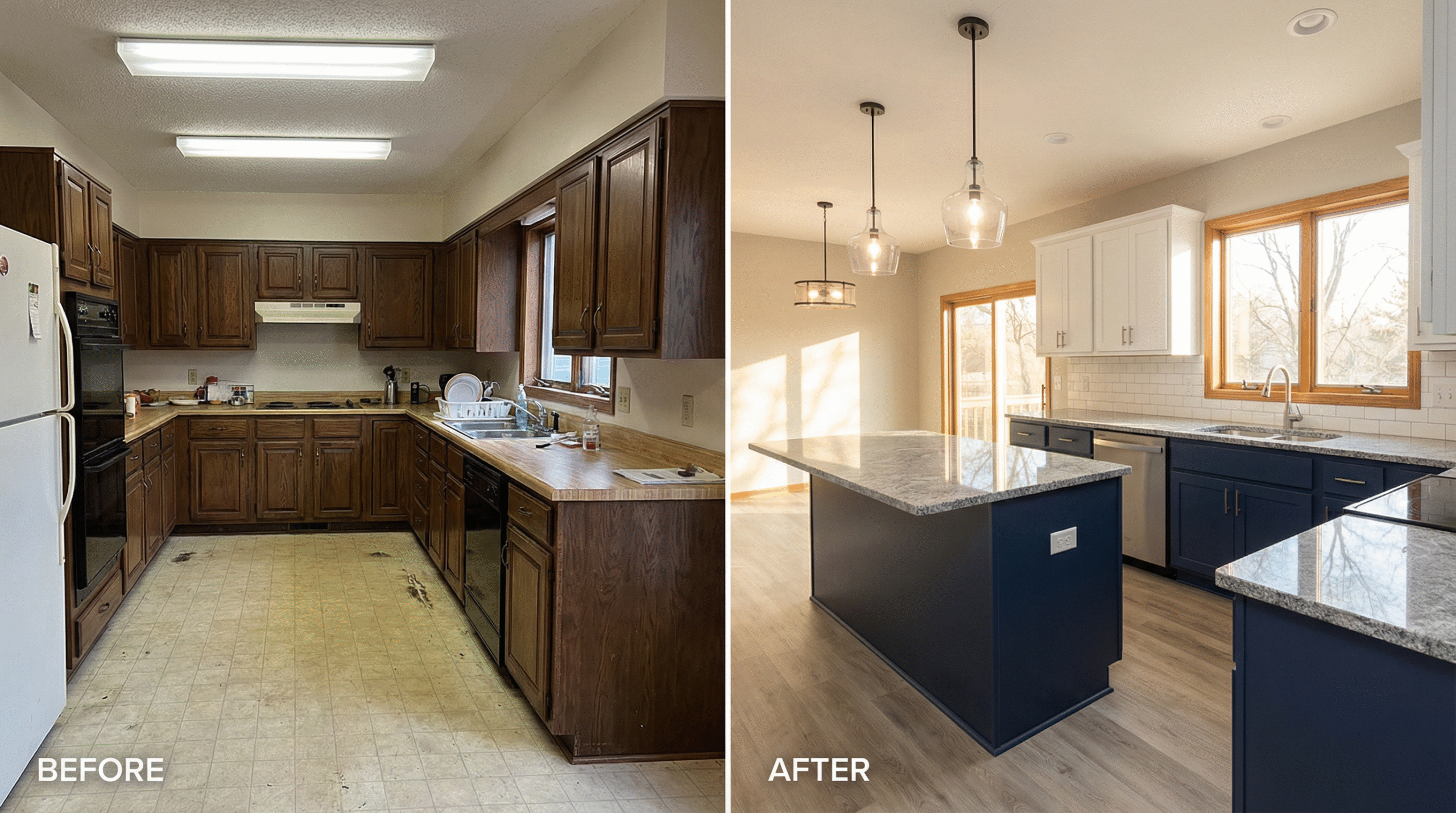 Kitchen remodeling cost NJ — before and after renovation by IAC Home Improvement
